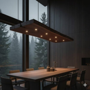 Rustic Timber Chandelier with Integrated Lights