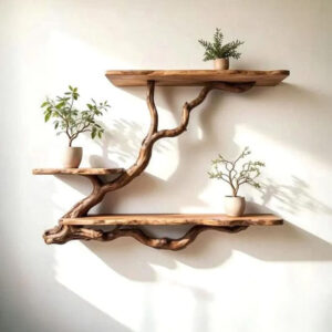 Natural Branch Wall Shelf – Handcrafted Wooden Display