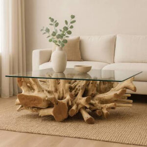 Driftwood Glass Coffee Table